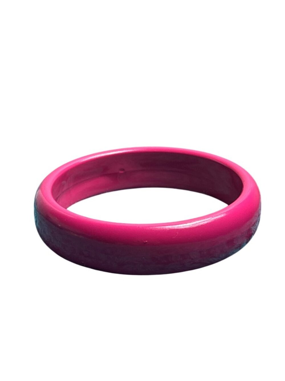 Vintage Bright Pink Plastic Bangle Bracelet 8.25 inches